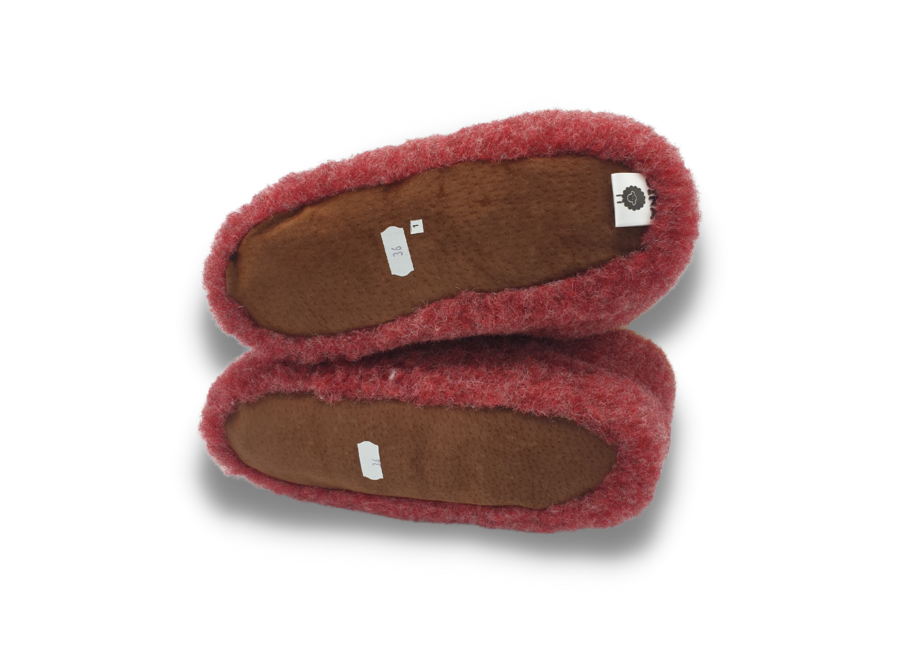 Woolen slippers high model white/red