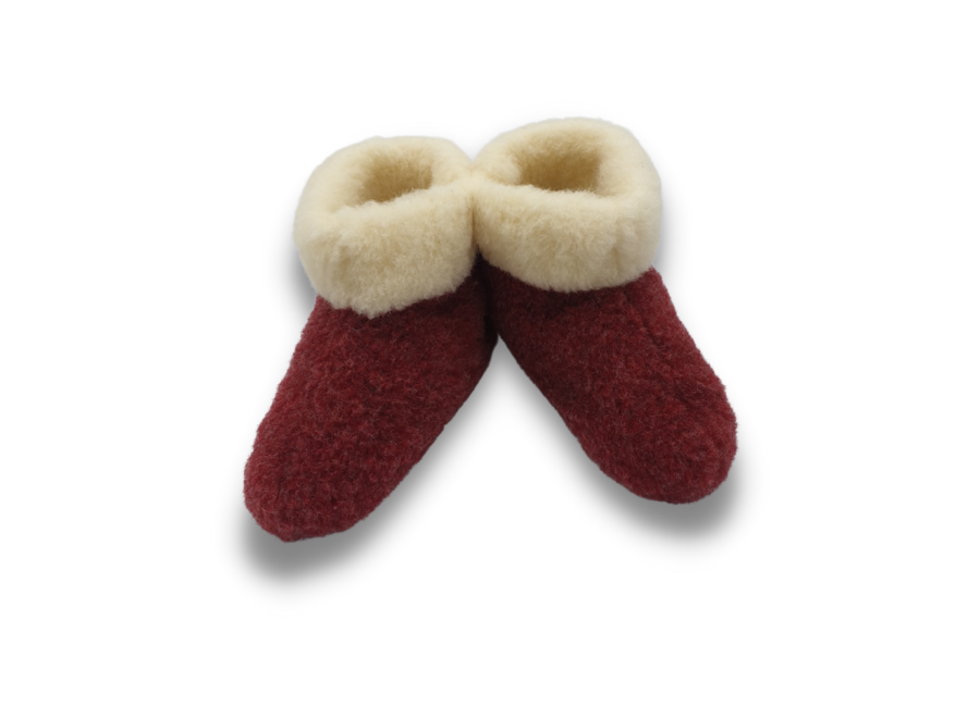 Woolen slippers high model white/red