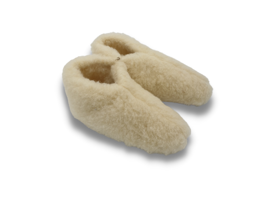 Woolen slippers 100% natural wool WHITE