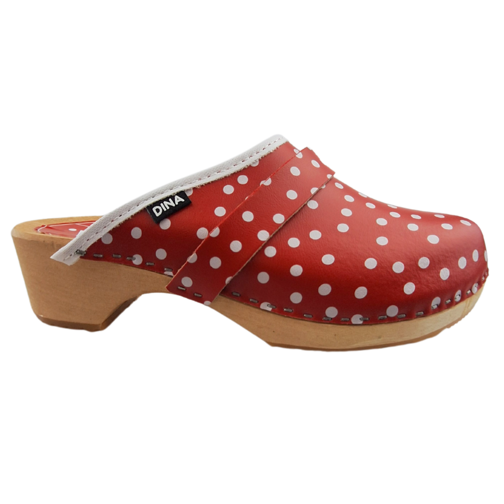 DINA Dina Swedish clogs red with dots