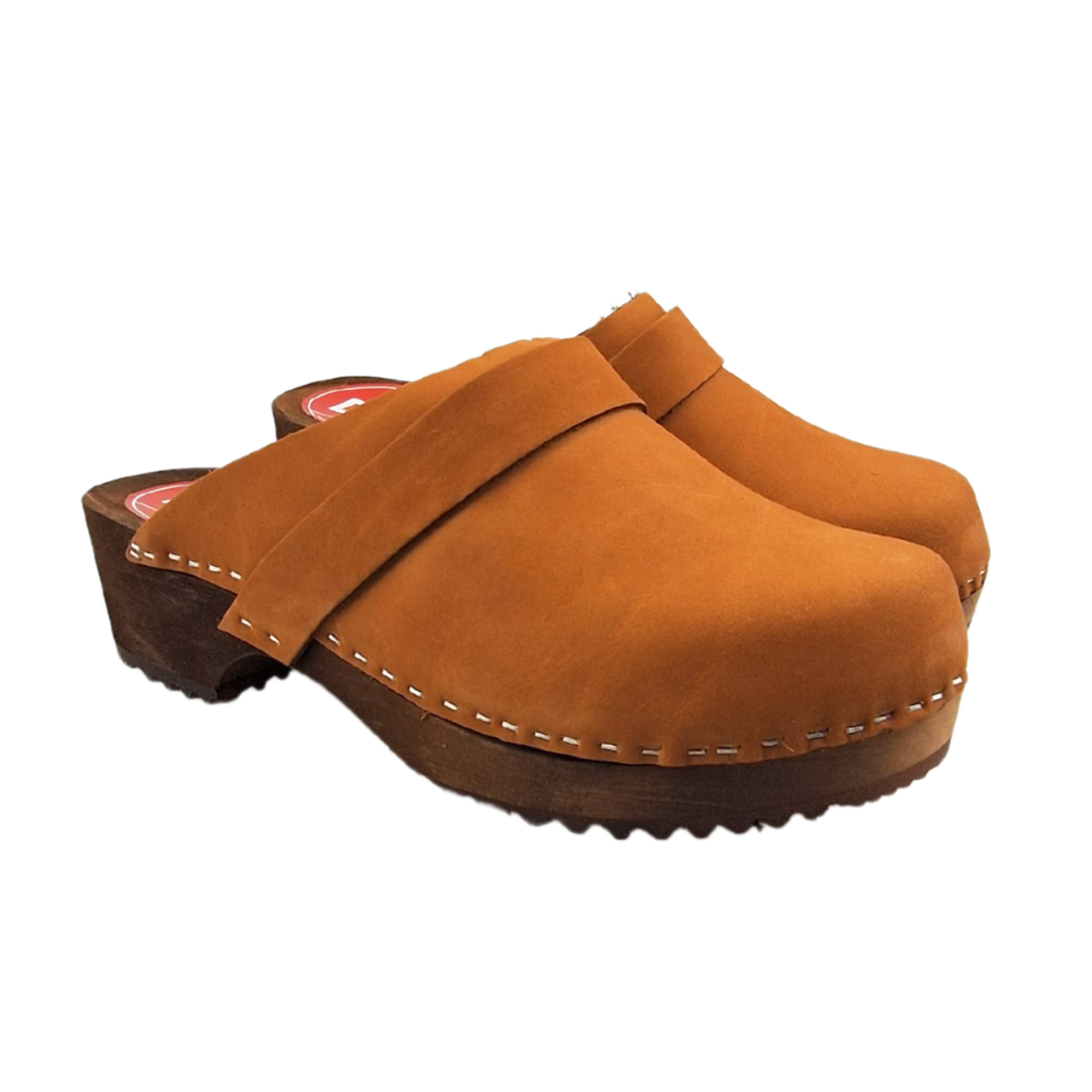 DINA Dina Swedish clogs cognac with nubuck leather