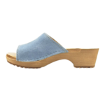 DINA Dina Houten sandalen met suede leer - suede mintblauw