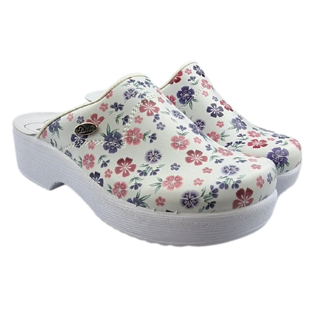 Ledi by Dina Dina Medical clogs purple flowers