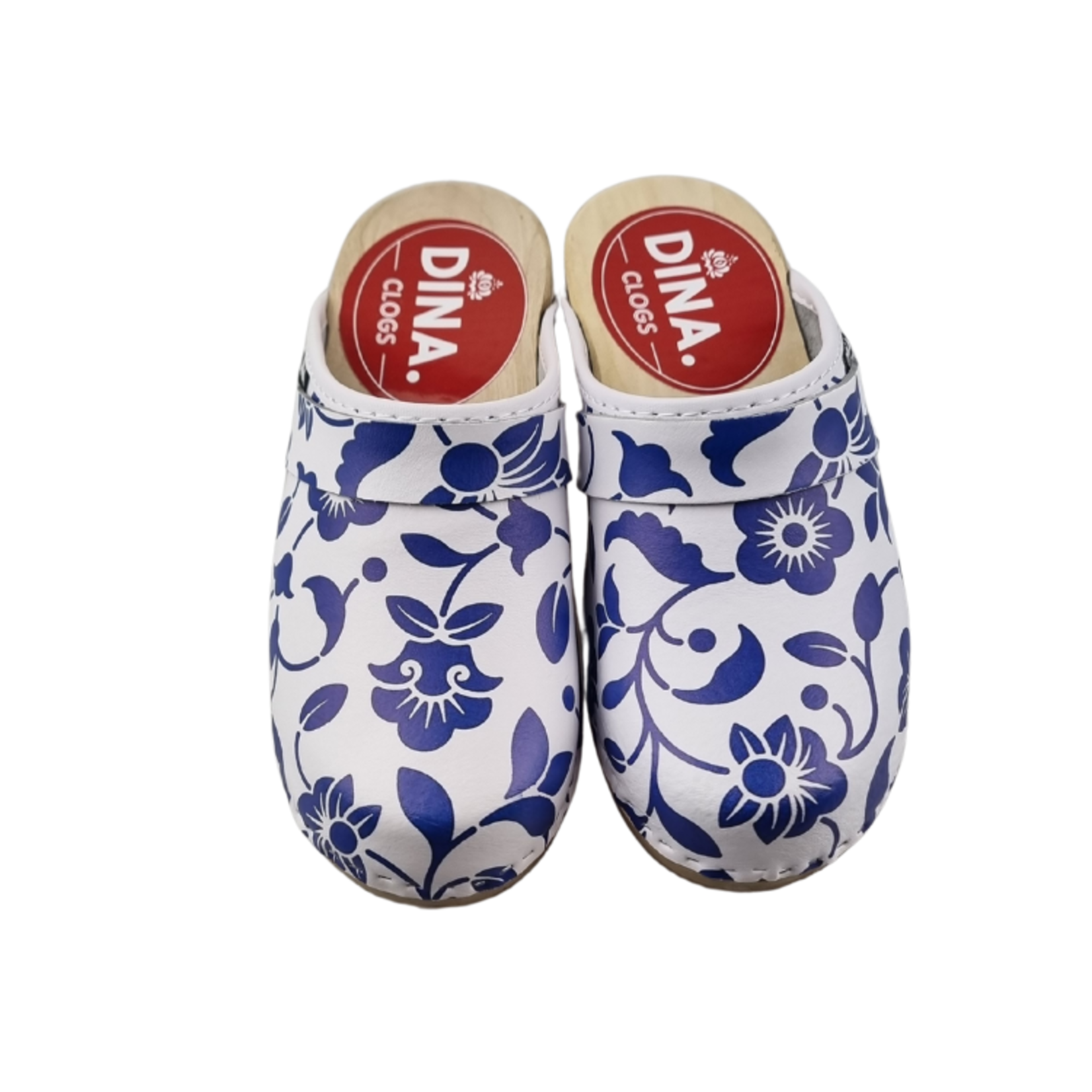 DINA Zweedse klompen Blue flowers van Dina