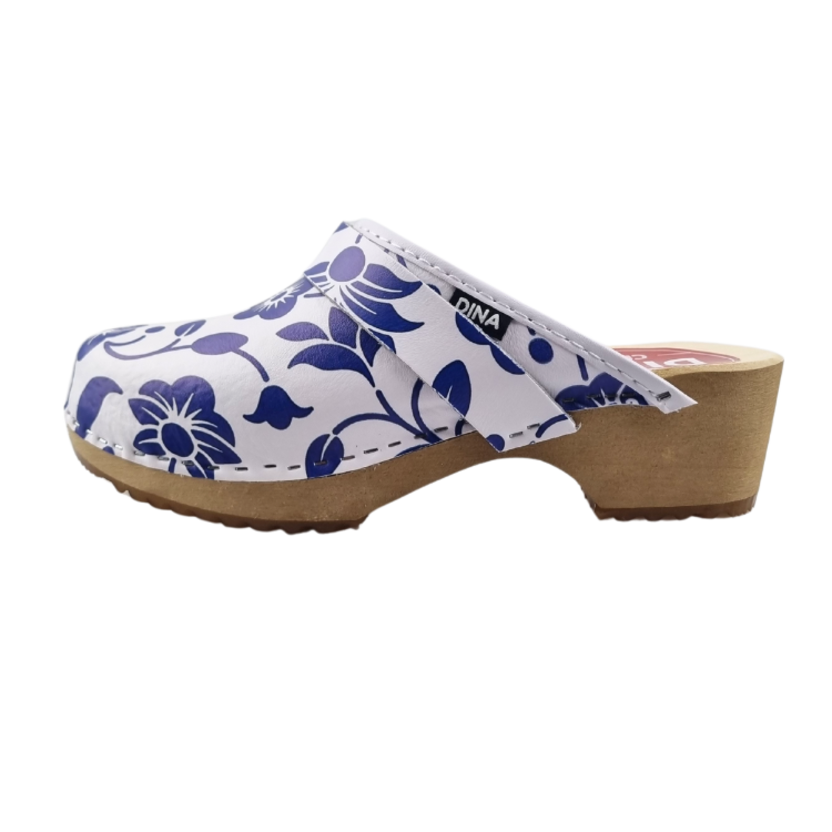 DINA Zweedse klompen Blue flowers van Dina