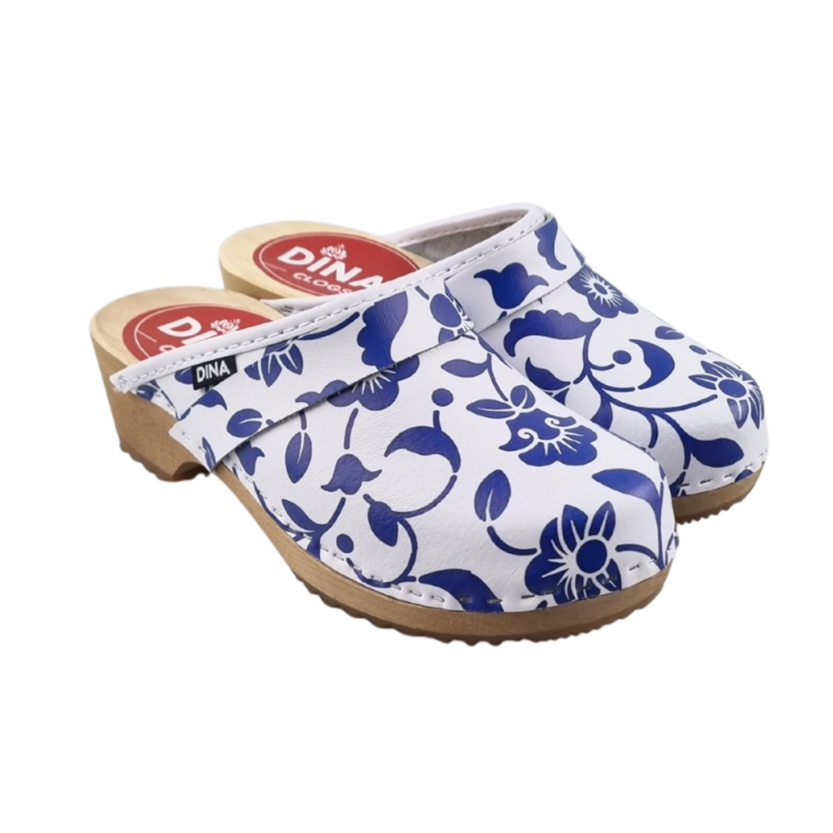 DINA Zweedse klompen Blue flowers van Dina