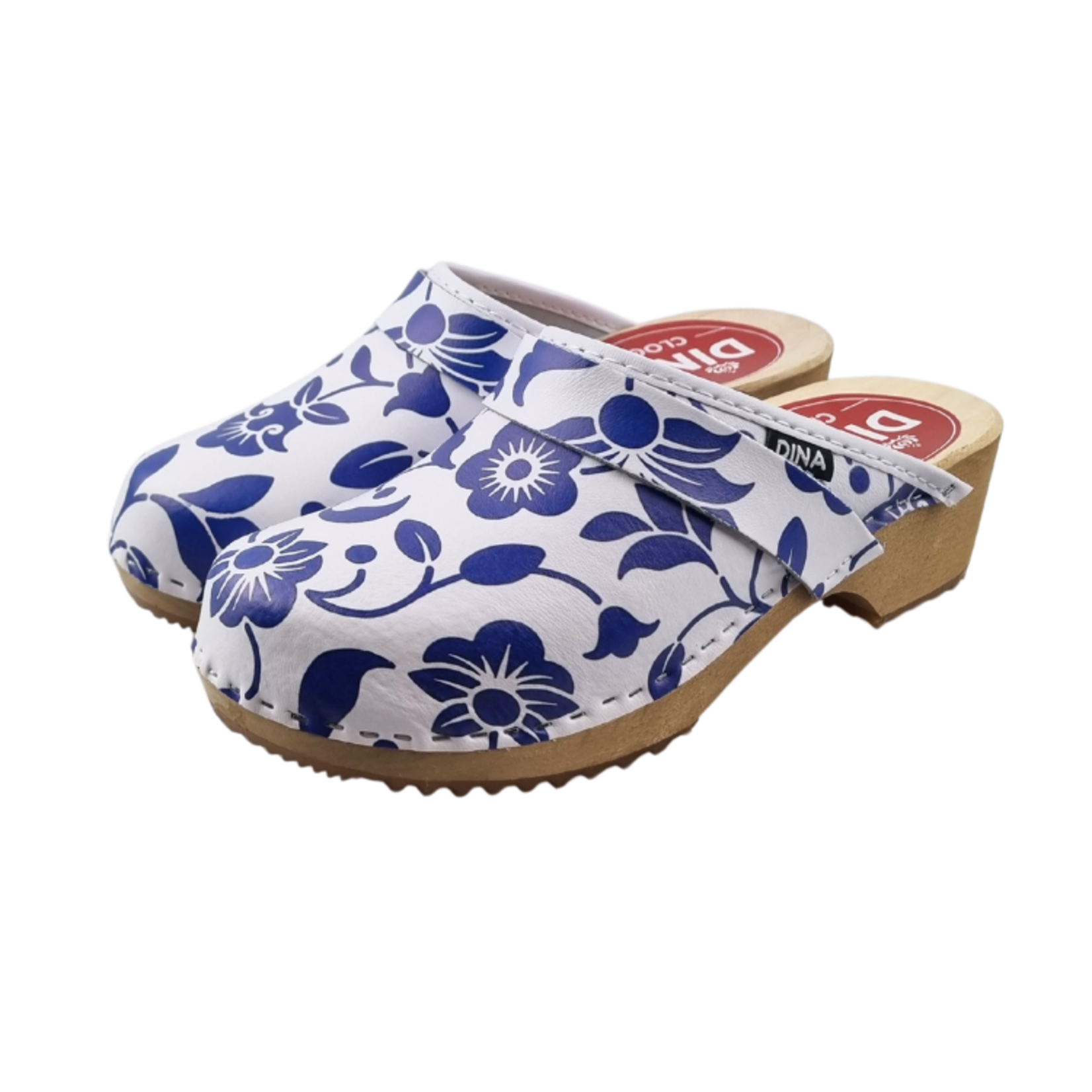 DINA Zweedse klompen Blue flowers van Dina