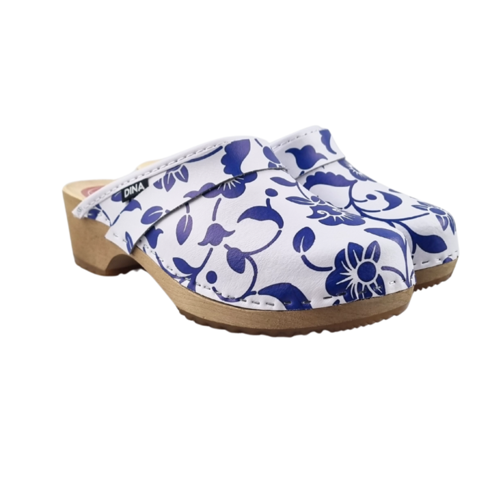 DINA Zweedse klompen Blue flowers van Dina