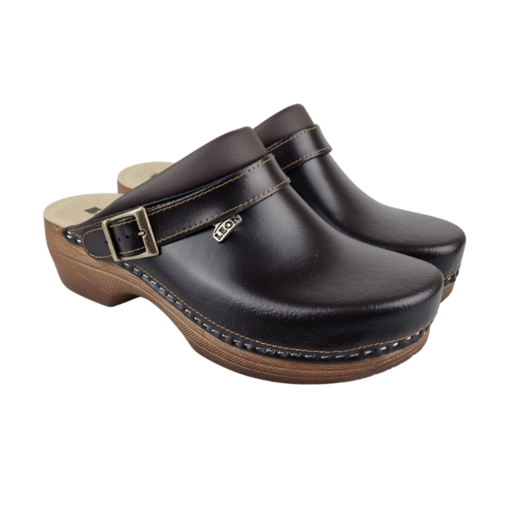 Leon Footwear LEON men's clog in sizes 41 to 47 - brown