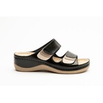 Leon Footwear Sandalen met klitteband  en antislip nop in zool - zwart