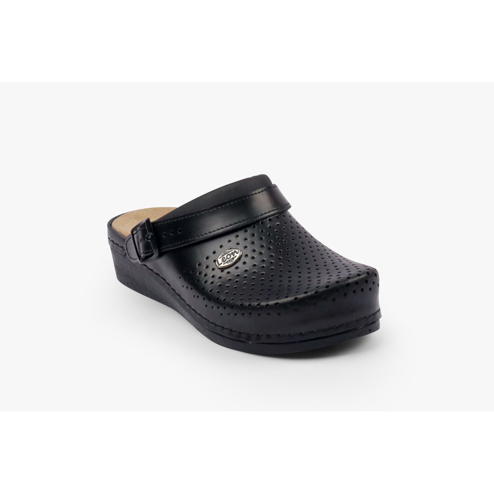 Leon Footwear Medical clogs with removable sole and anti-slip stud in sole - black
