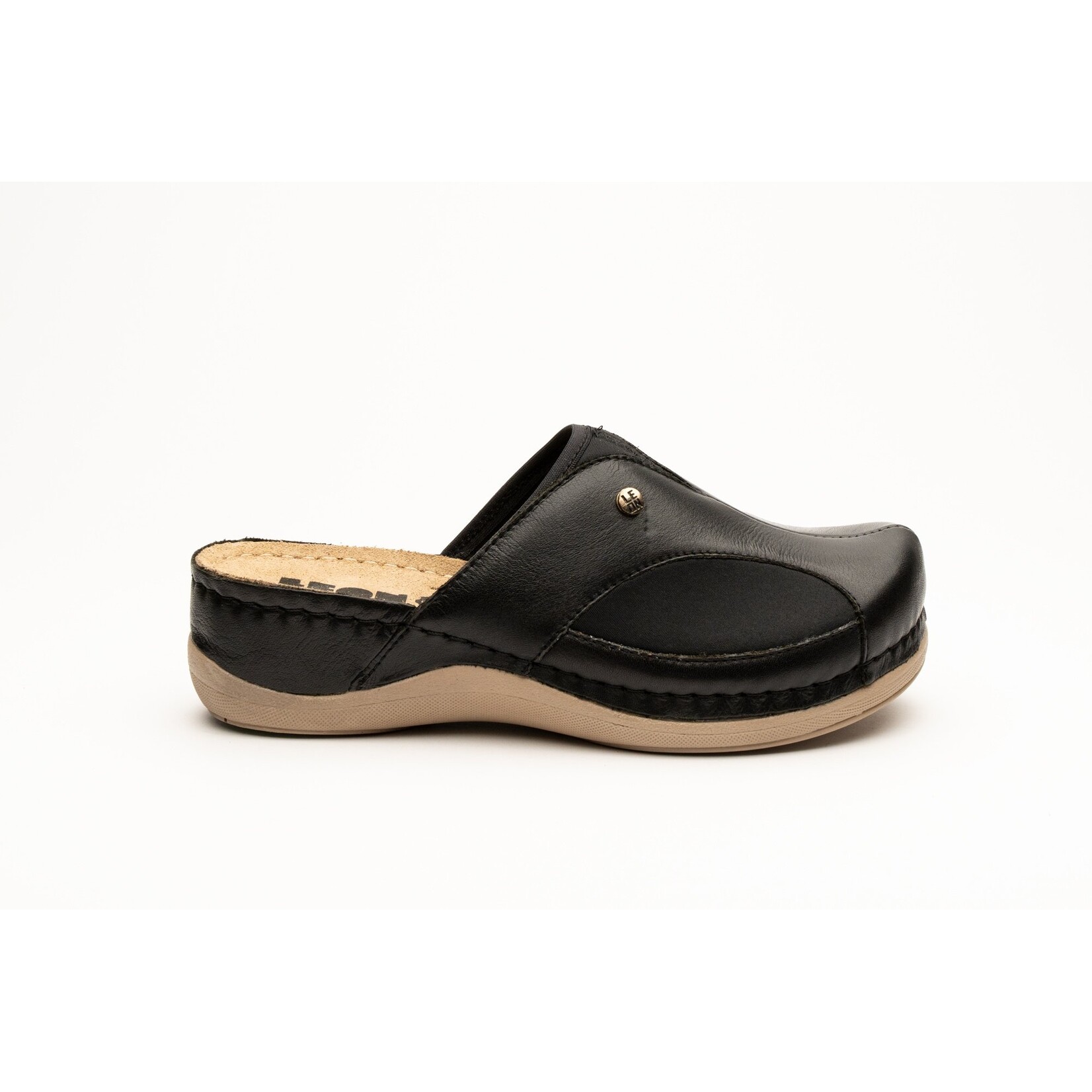Leon Footwear klompen met antislip-zool en elastische zijdes - comfortabel bij Hallux Valgus - kleur zwart