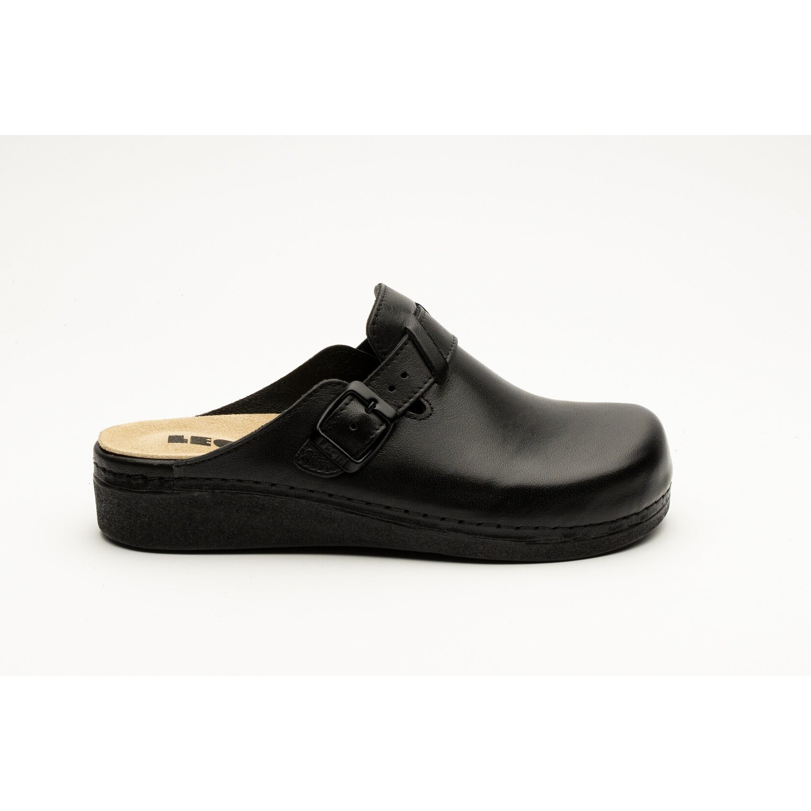 Leon Footwear Instapklomp in maat 36 t/m 41- uitneembare zool en antislip nop - kleur zwart