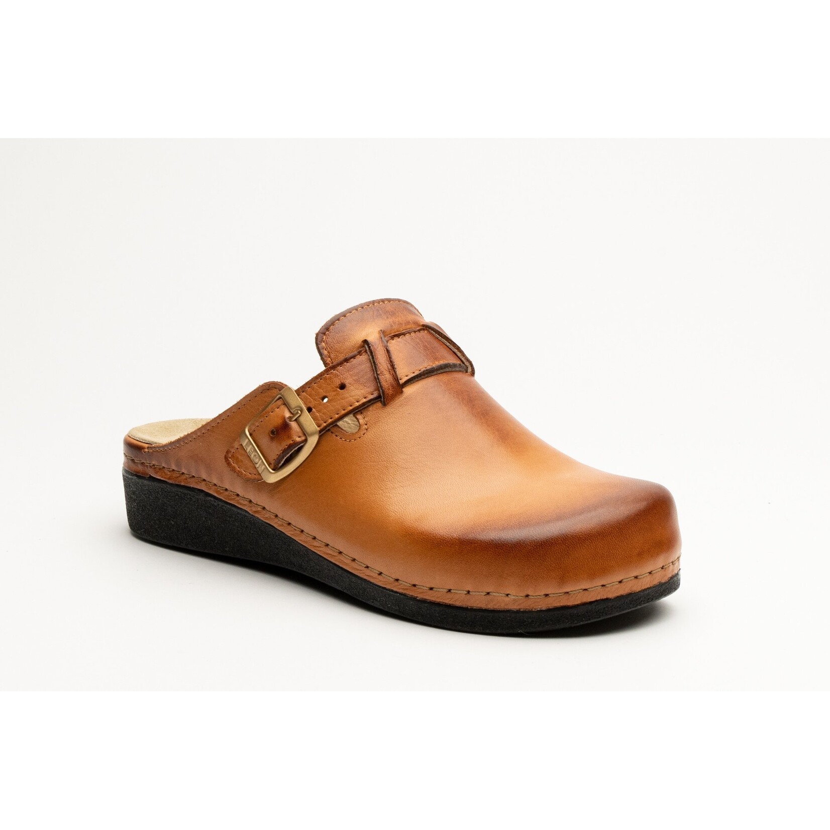 Leon Footwear Instapklomp in maat 36 t/m 41- uitneembare zool en antislip nop - kleur goudbruin