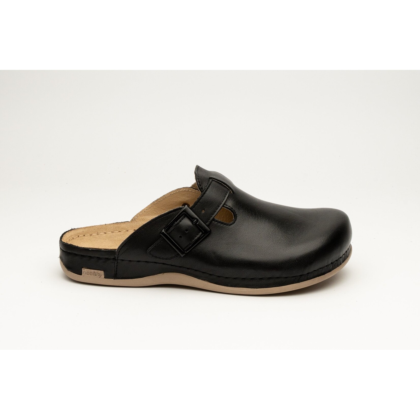 Leon Footwear Men's slip-on clog in sizes 41 to 47 - with anti-slip stud - black