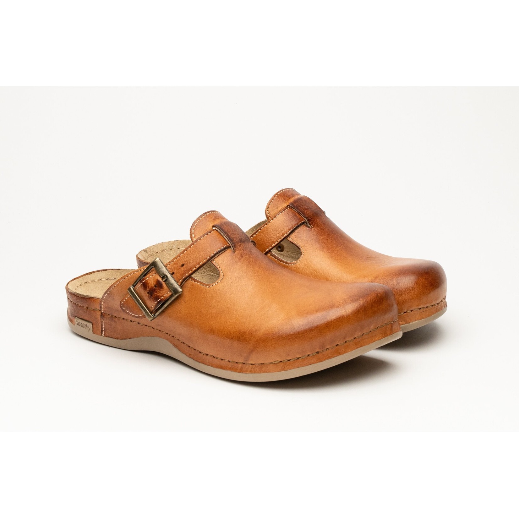 Leon Footwear Men's slip-on clogs in sizes 41 to 47 - with anti-slip stud - color brown