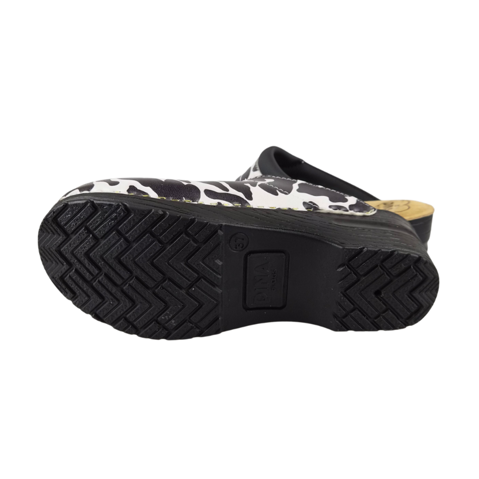 DINA Medische klompen - koeienprint zwarte zool - Dina