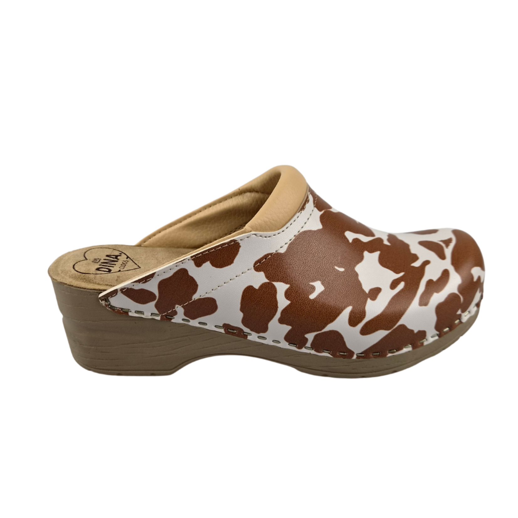 DINA Medische klompen - beige koeienprint met beige zool - Dina