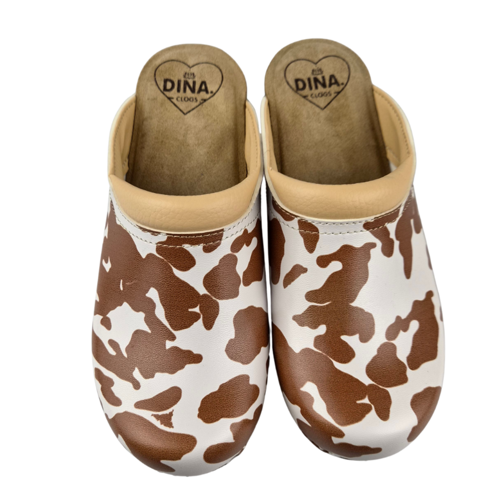 DINA Medische klompen - beige koeienprint met beige zool - Dina