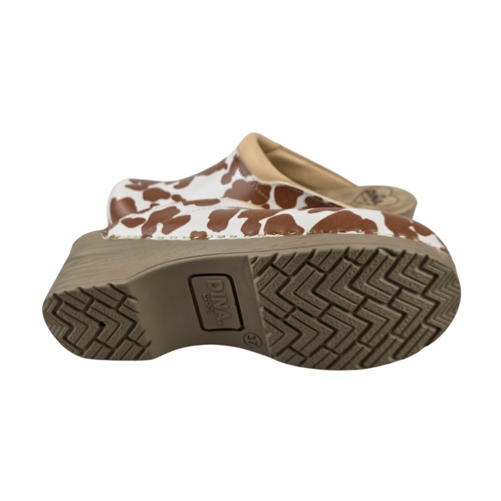 DINA Medische klompen - beige koeienprint met beige zool - Dina