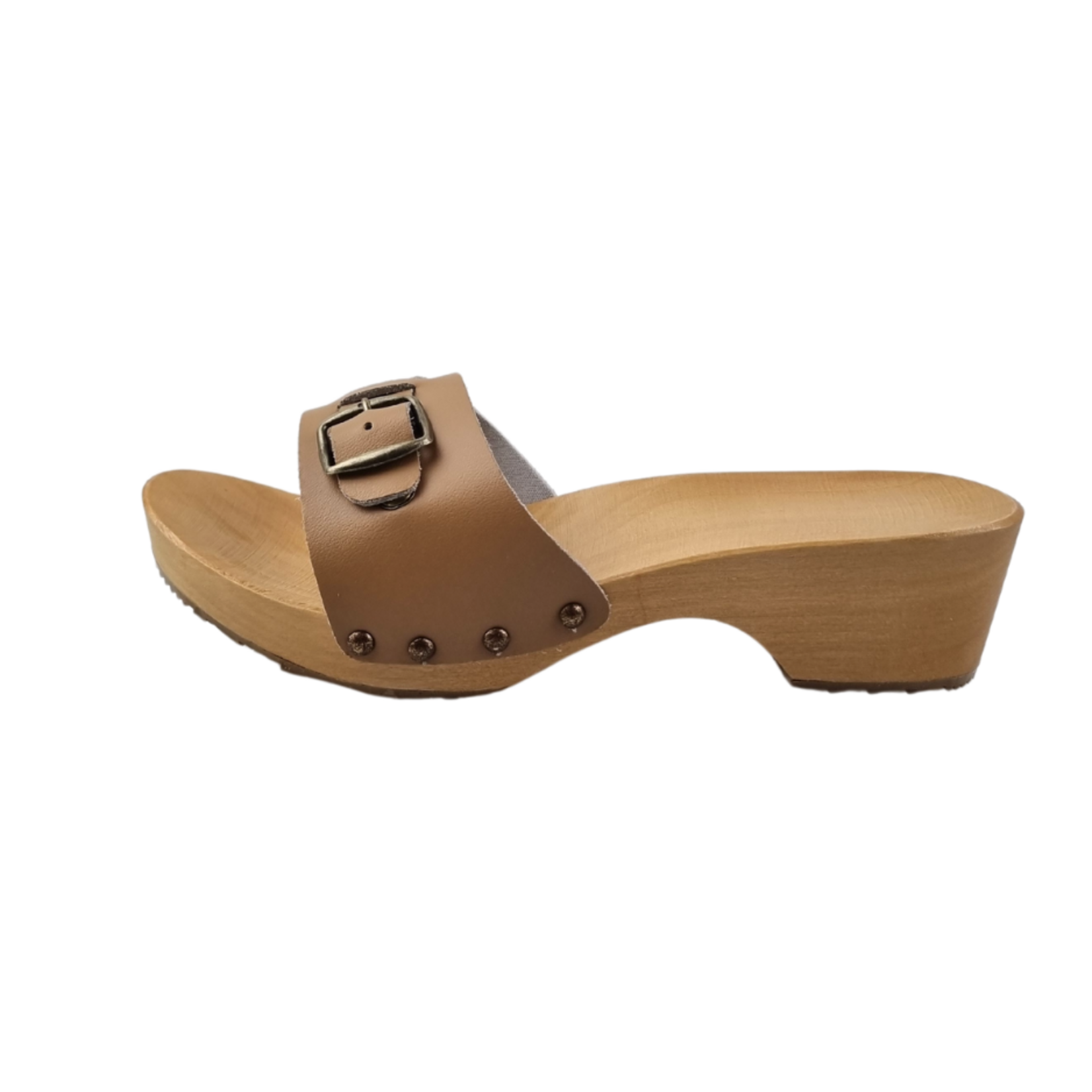 DINA Dina Wooden mocha sandals with buckle