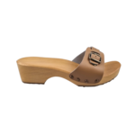 DINA Dina Houten sandalen mokka met gesp