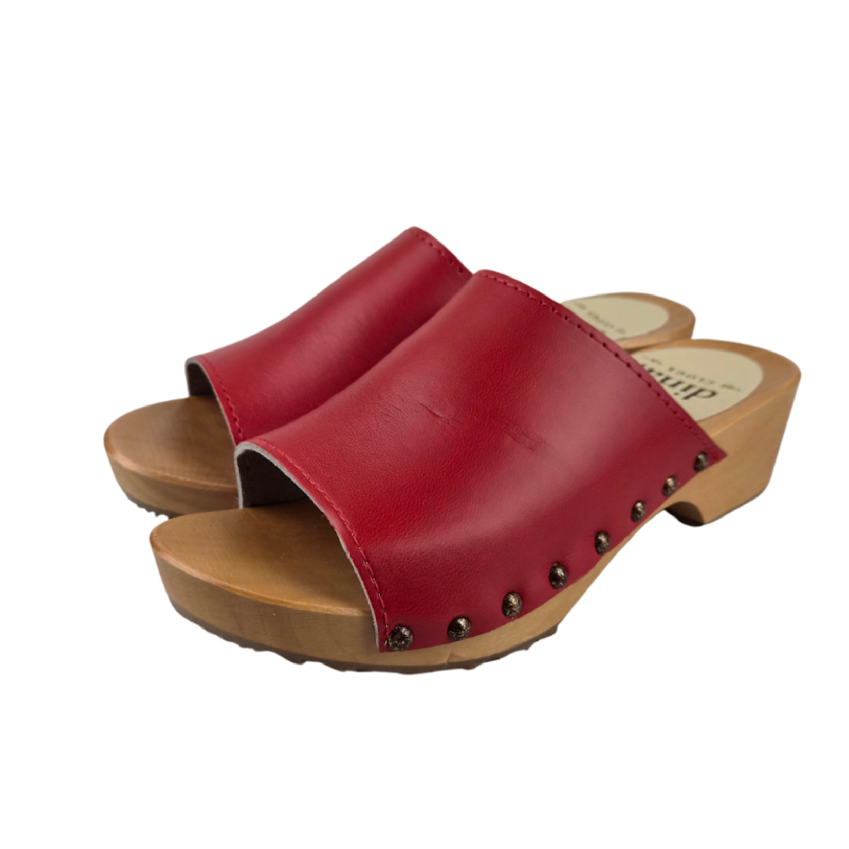 DINA Dina Wooden sandals Red with studs
