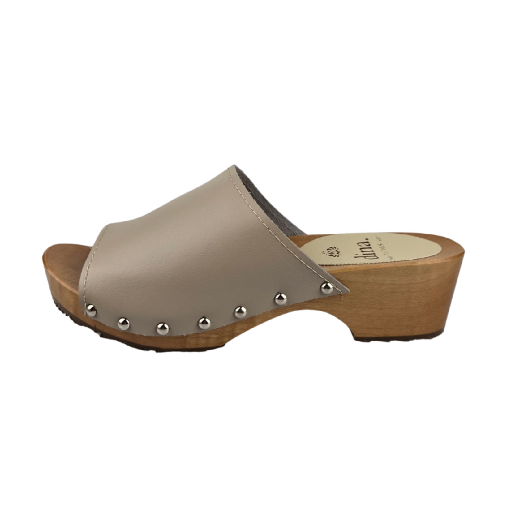 DINA Dina Houten sandalen beige met studs