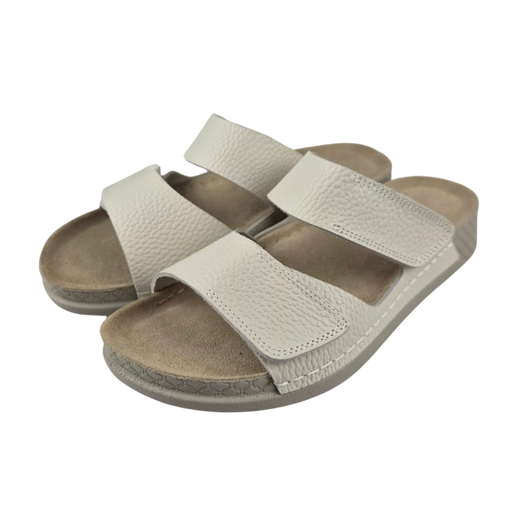 Leon Footwear Off-white sandals - double strap - material: Leather & Polyurethane