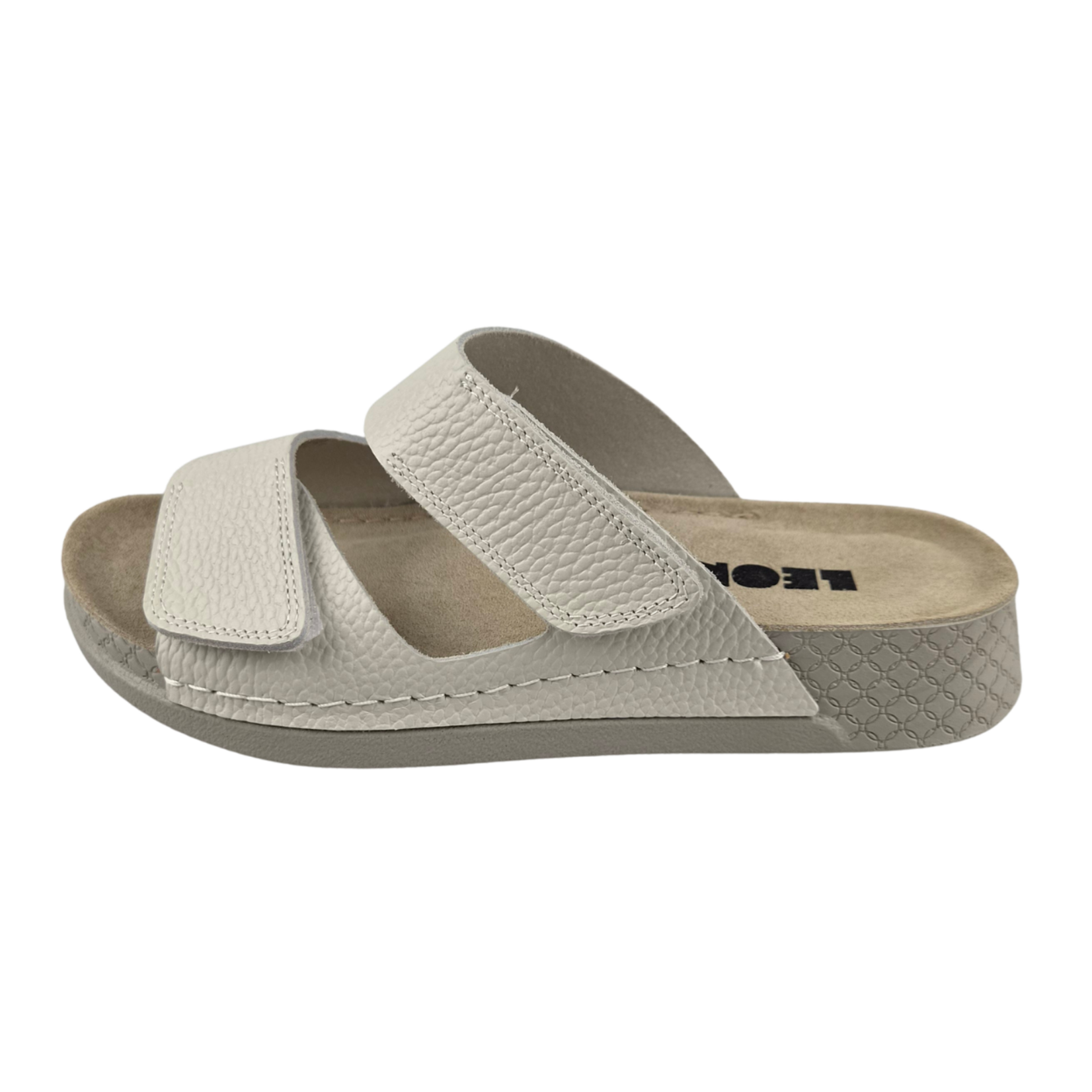 Leon Footwear Sandalen offwhite - dubbele band - materiaal: Leer & Polyurethaan
