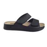 Leon Footwear Black sandals - double strap - material: Leather & Polyurethane