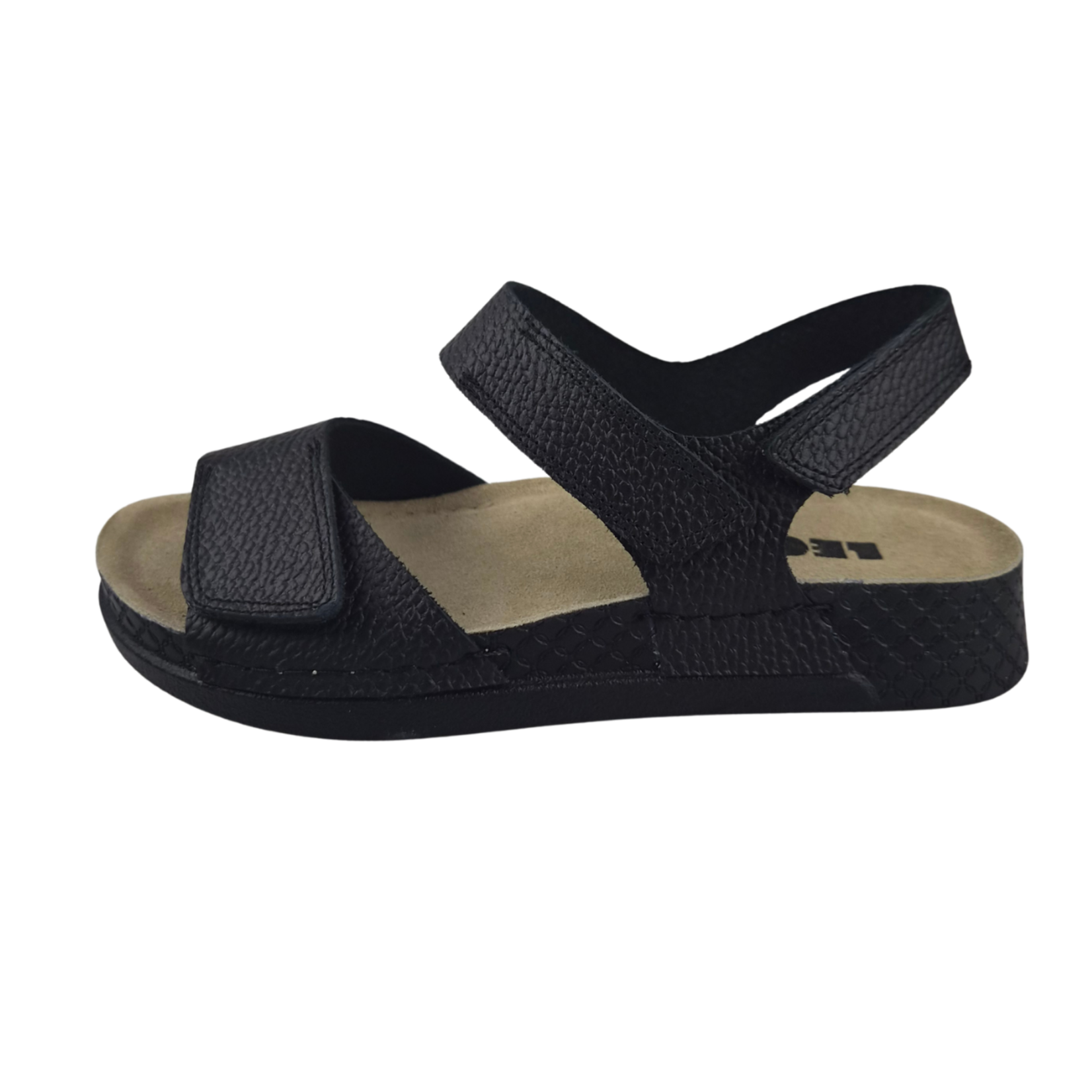 Leon Footwear Sandalen zwart - dubbele band met hielband - materiaal: Leer & Polyurethaan  -