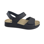 Leon Footwear Black sandals - double strap with heel strap - material: Leather & Polyurethane -