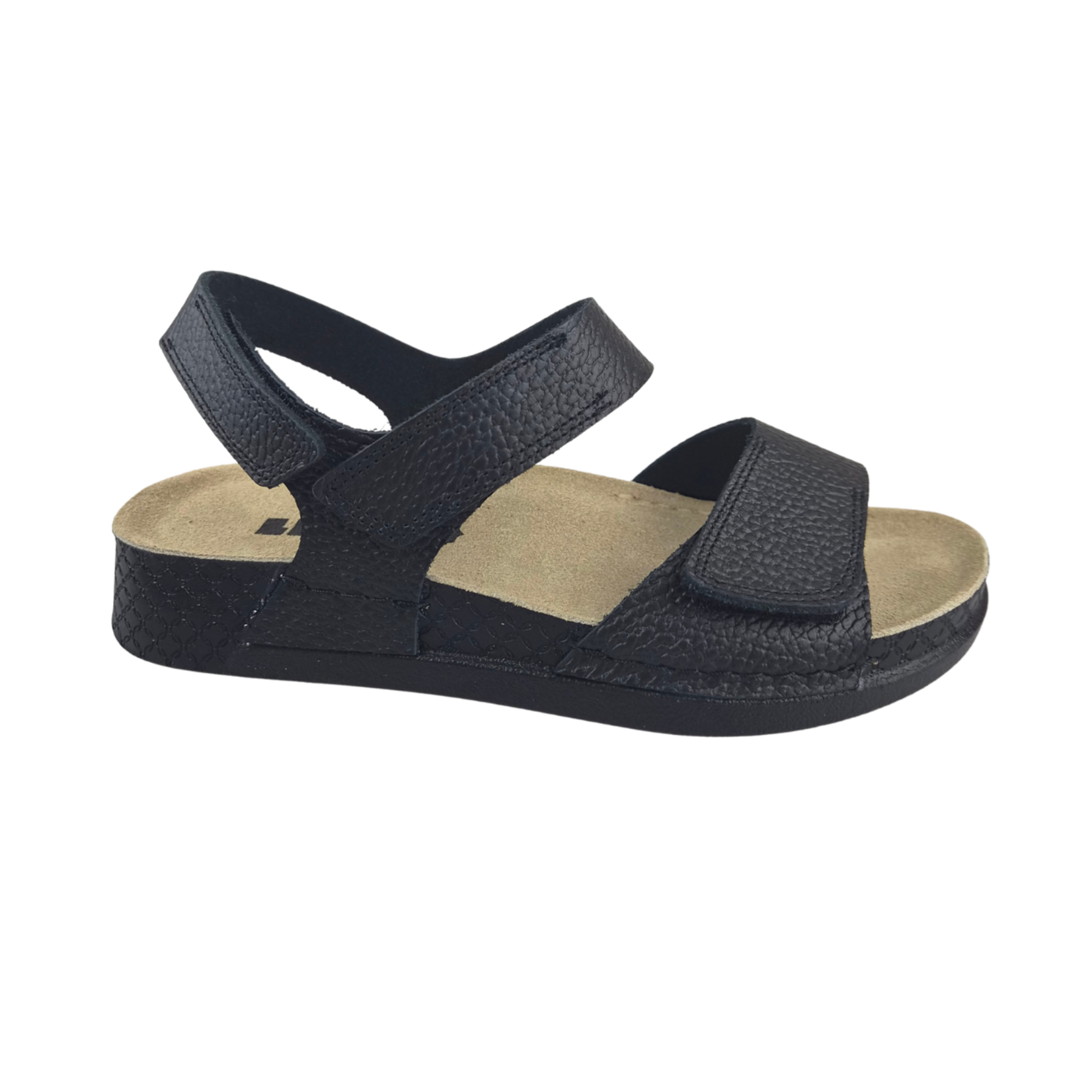 Leon Footwear Sandalen zwart - dubbele band met hielband - materiaal: Leer & Polyurethaan  -