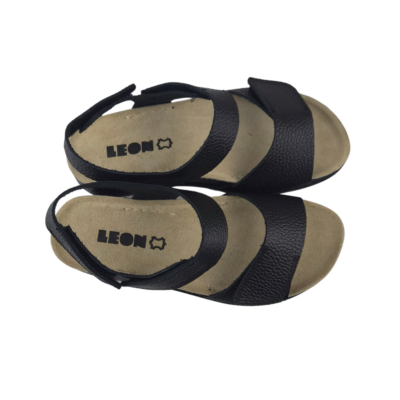Leon Footwear Sandalen zwart - dubbele band met hielband - materiaal: Leer & Polyurethaan  -