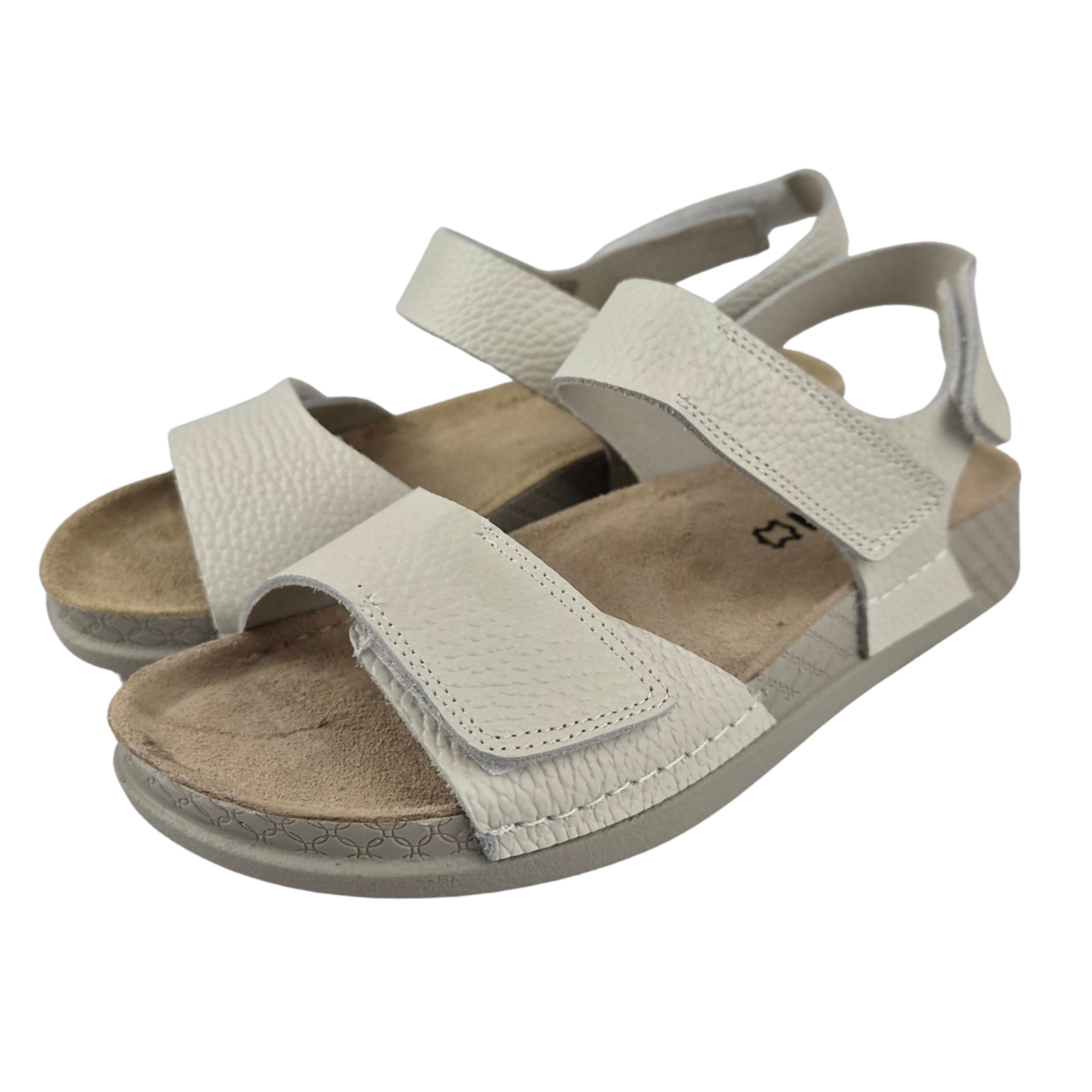 Leon Footwear Off-white sandals - double strap with heel strap - material: Leather & Polyurethane