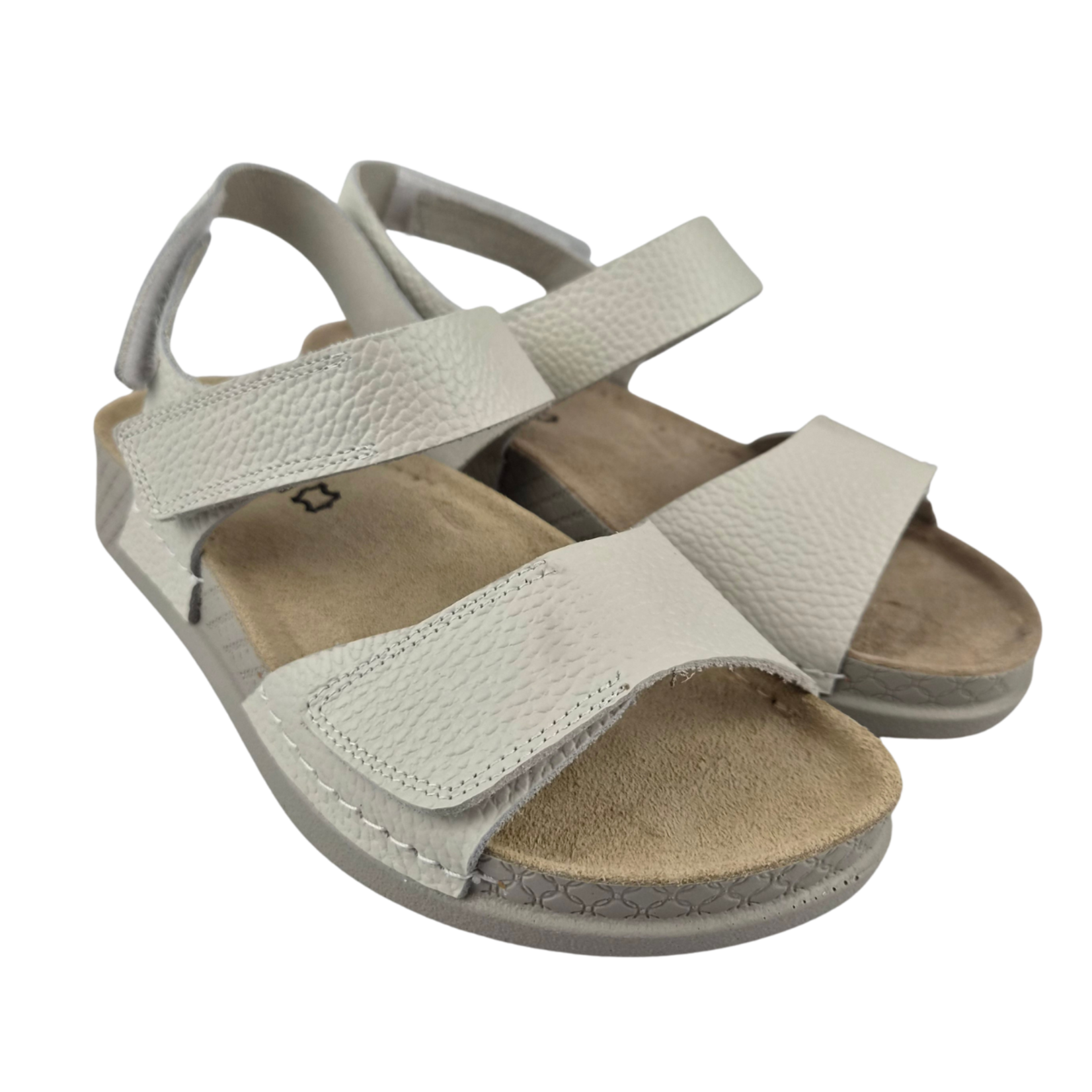 Leon Footwear Sandalen offwhite - dubbele band met hielband - materiaal: Leer & Polyurethaan