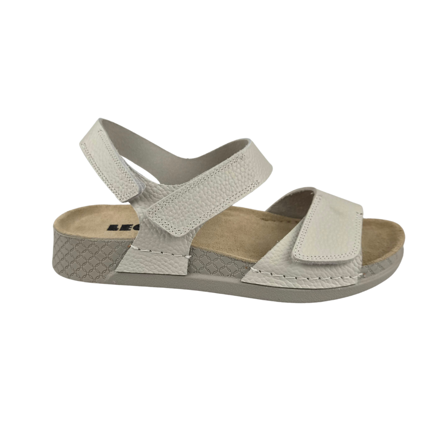 Leon Footwear Off-white sandals - double strap with heel strap - material: Leather & Polyurethane