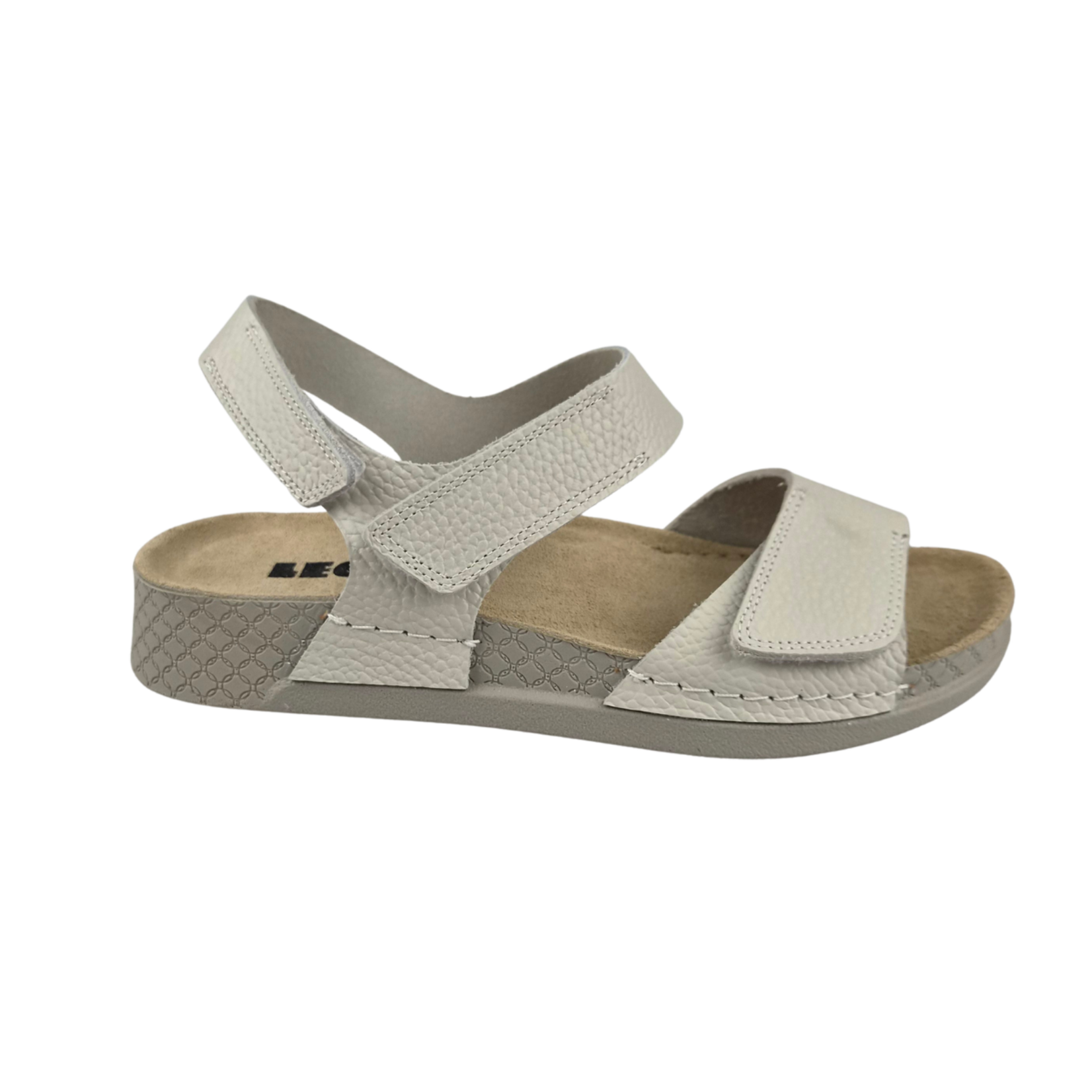 Leon Footwear Sandalen offwhite - dubbele band met hielband - materiaal: Leer & Polyurethaan
