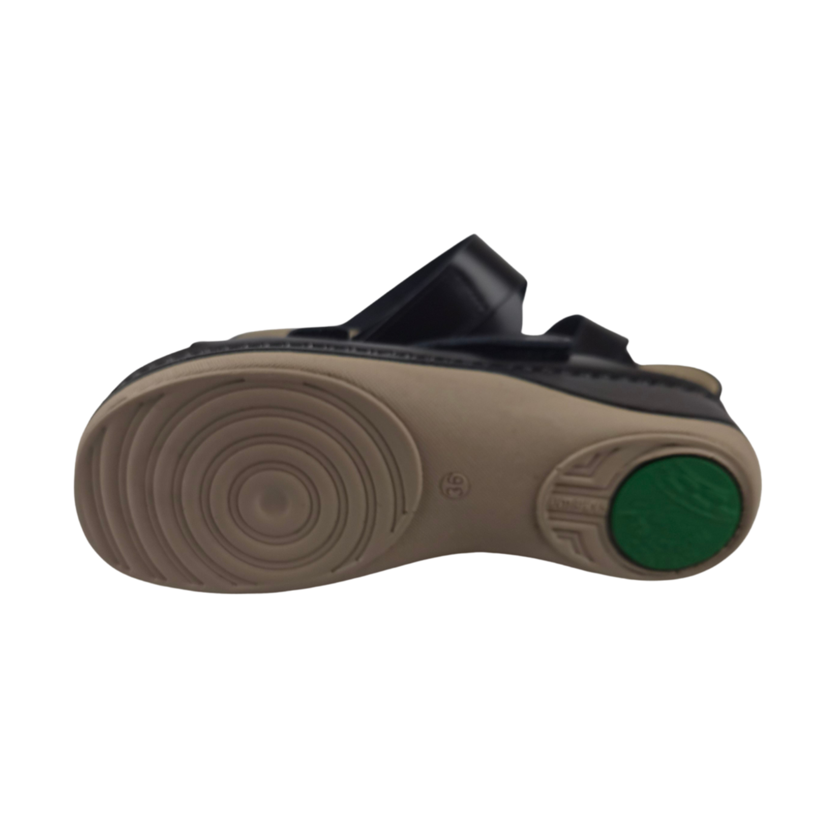 Leon Footwear Sandalen Laura zwart - dubbele band - materiaal: Leer & Polyurethaan