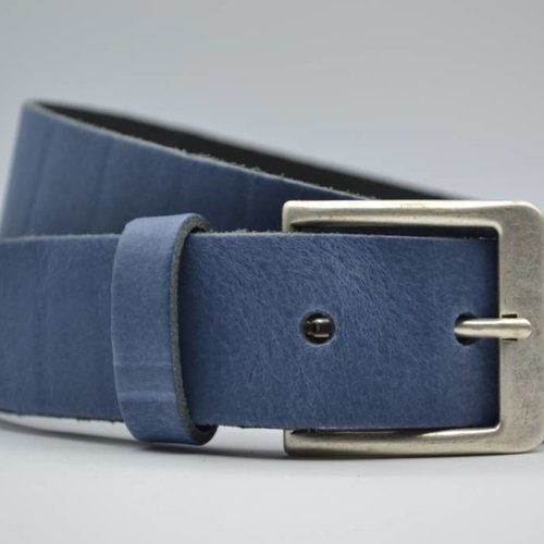 echt lederen blauwe dames/heren riem 