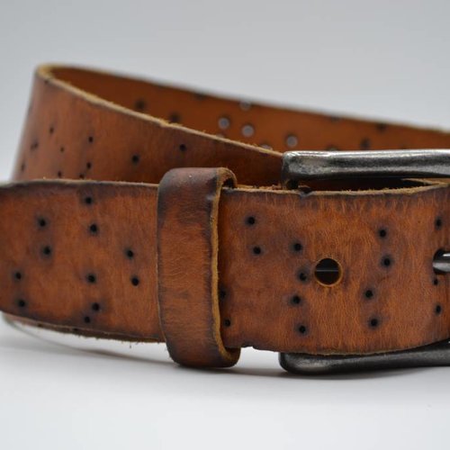 Stoere cognac echt lederen riem 