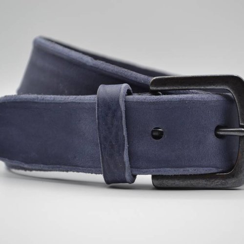 blauwe italiaans lederen casual riem 
