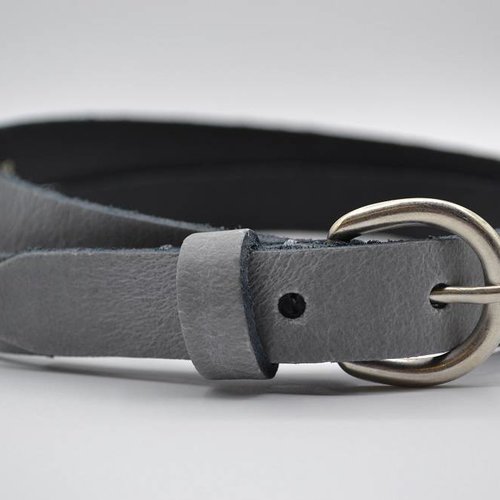Grijze echt lederen dames riem 