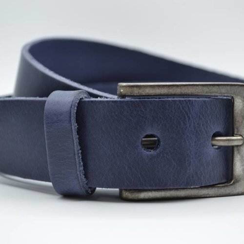 blauwe italiaans volnerf lederen casual riem 