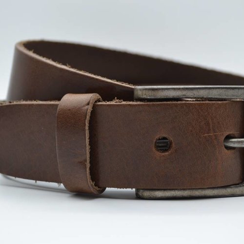Bruine italiaans volnerf lederen casual riem 