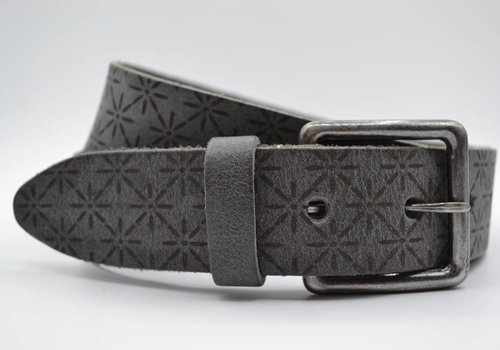 Bullock Ster gelaserde grijze echt lederen riem Bullock Ster gelaserde grijze echt lederen riem