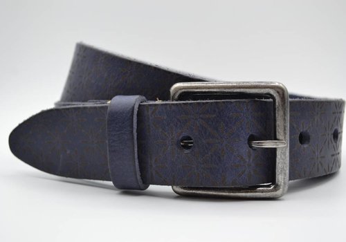 Bullock Ster gelaserde blauwe echt lederen riem Bullock Ster gelaserde blauwe echt lederen riem