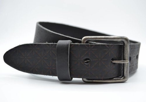 Bullock Ster gelaserde zwarte echt lederen riem Bullock Ster gelaserde zwarte echt lederen riem