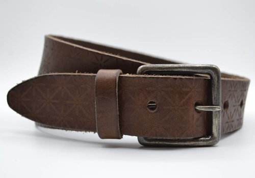 Bullock Ster gelaserde bruine echt lederen riem Bullock Ster gelaserde bruine echt lederen riem